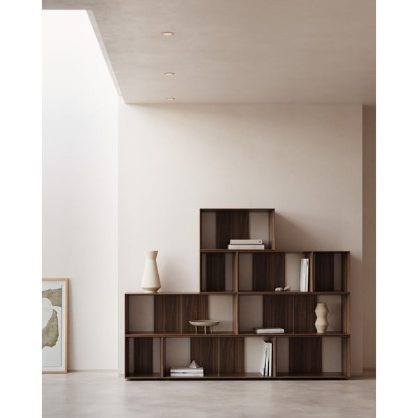Modulárny policový systém v dekore orecha v prírodnej farbe 9 ks 202x114 cm Litto – Kave Home-image-1