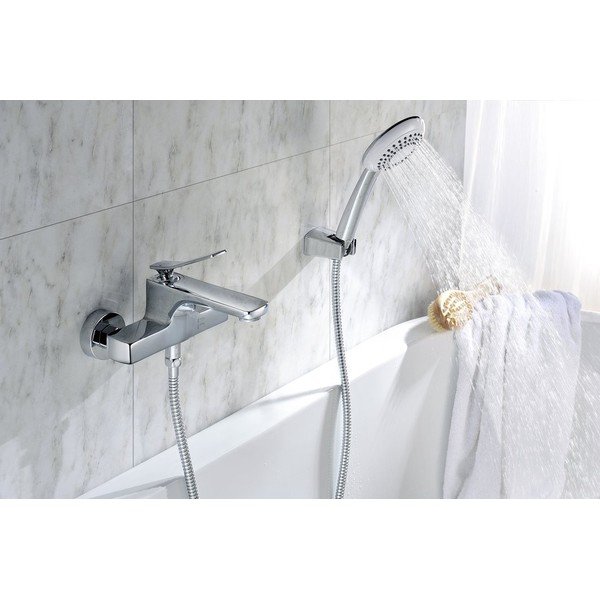 Mosadzný držiak na sprchovú hlavicu v lesklo striebornej farbe Jumper – Sapho-image-1