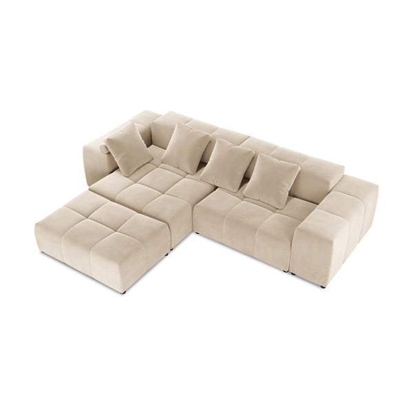 Béžová zamatová rohová pohovka (variabilná) Rome Velvet - Cosmopolitan Design-image-3