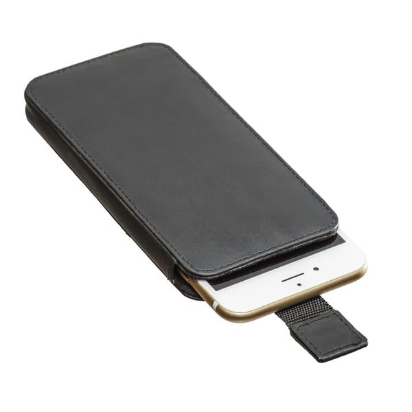 Čierne kožené puzdro na iPhone 6/6S Packenger