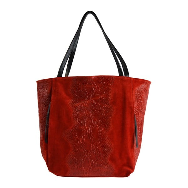 Červená kožená kabelka Chicca Borse Ludmila