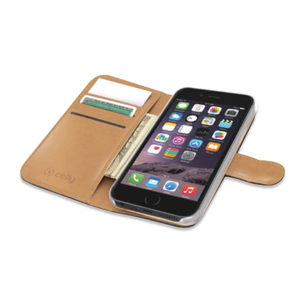 Čierne peňaženkové puzdro Celly Wally pre  Apple iPhone 6/6S Plus