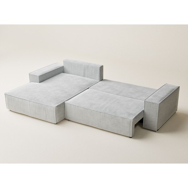 Svetlosivá ženilková rozkladacia/s úložným priestorom rohová pohovka (ľavý roh/s leňoškou) Maze – Maison de Rêve-image-3