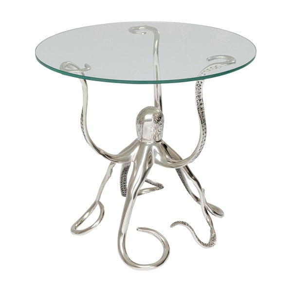 Dizajnový odkladací stolík v striebornej farbe Kare Design Octopus, ø 48 cm