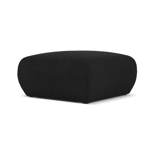 Čierny taburet z textílie bouclé Molino – Micadoni Home-image-1