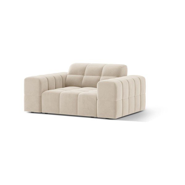 Krémovobiele zamatové kreslo Chicago – Cosmopolitan Design-image-1