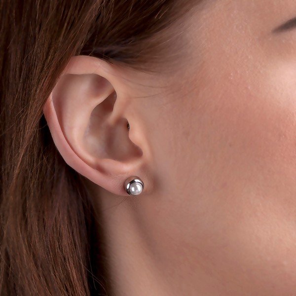 Dámske náušnice z antikoro ocele v striebornej farbe Emily Westwood Unique-image-1