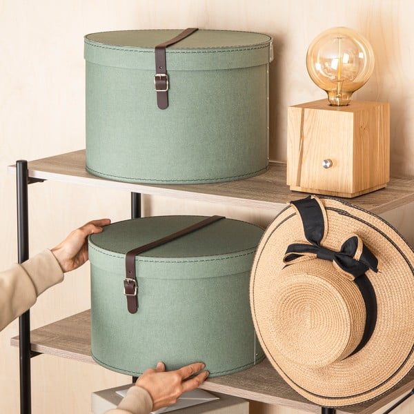 Zelenomodré kartónové úložné boxy v súprave 2 ks s vekom ø 37,5x25,5 cm Rut Canvas Paper Laminate – Bigso-image-1