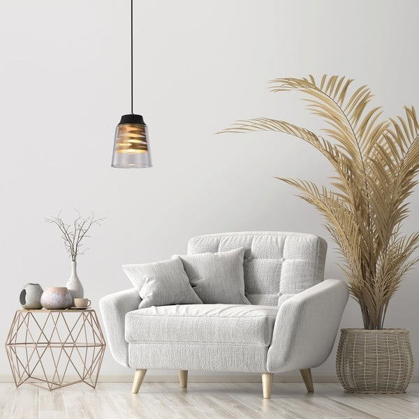 Čierne závesné svietidlo so skleneným tienidlom Fresno - Candellux Lighting-image-1