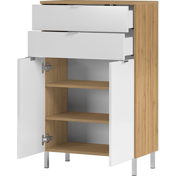 Biela skrinka s dubovým dekorom Germania Mauresaa, výška 97 cm-image-3