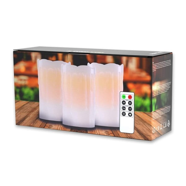 Sada 3 LED sviečok s diaľkovým ovládačom DecoKing Drip, výška 12,5 cm-image-2