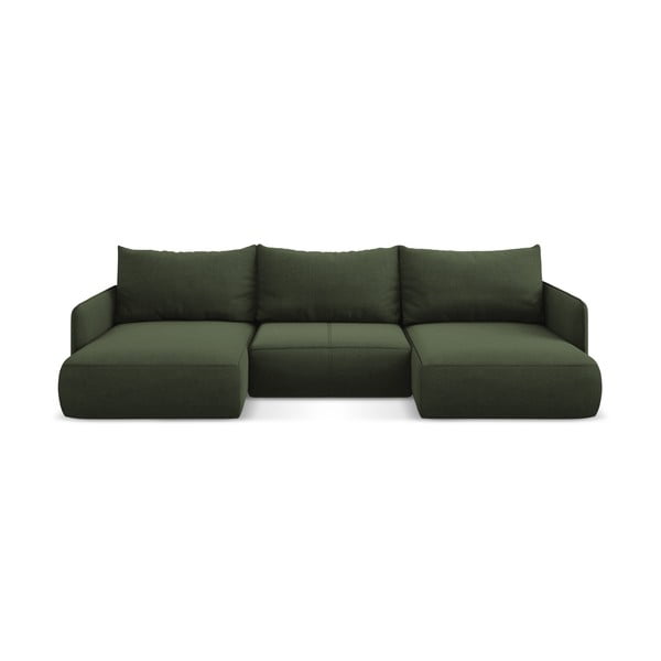 Zelená rozkladacia/s úložným priestorom rohová pohovka Nanea – Makamii