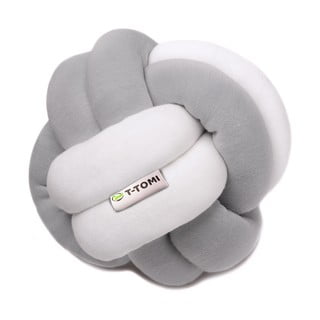 Sivo-biela bavlnená pletená lopta T-TOMI, ø 20 cm