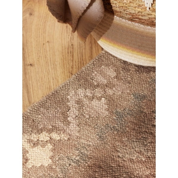 Svetlomodrý/béžový obojstranný ručne tkaný vlnený behúň 60x190 cm Kamal Dune – Nouristan-image-4