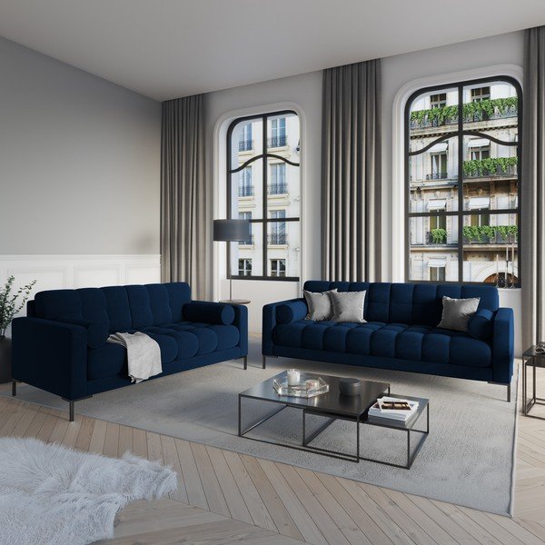 Tmavomodrá zamatová pohovka Cosmopolitan Design Bali-image-1