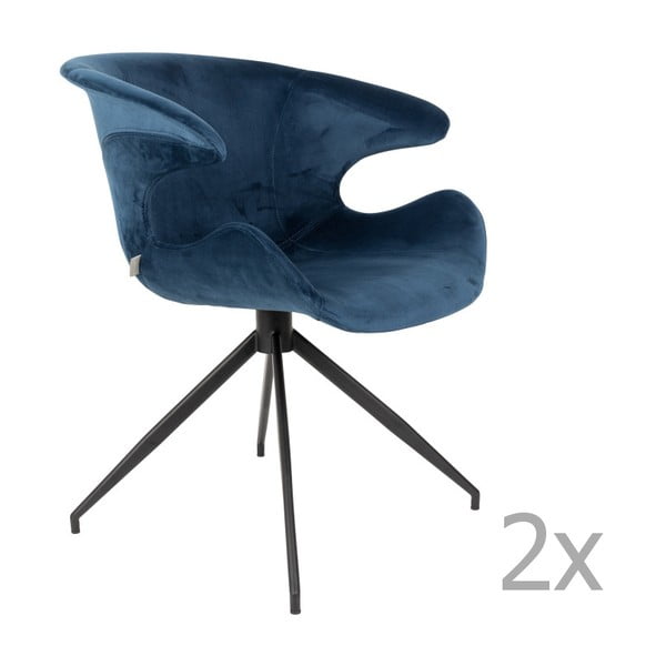 Sada 2 modrých stoličiek s opierkami Zuiver Mia
