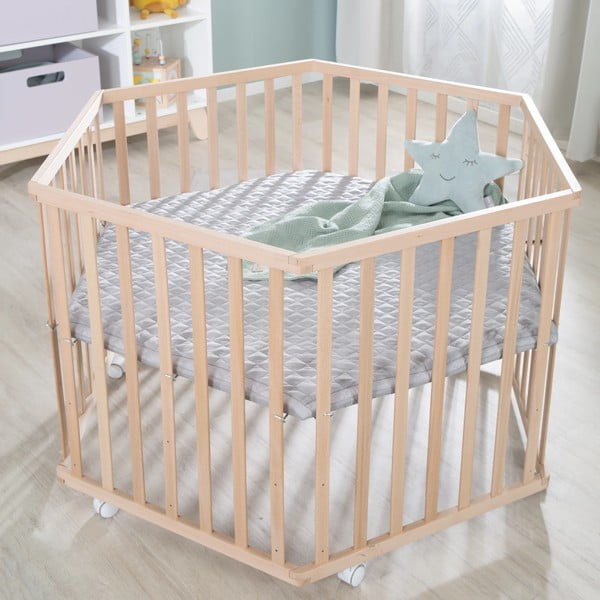 Detská ohrádka z bukového dreva v prírodnej farbe 119x104 cm – Roba-image-1