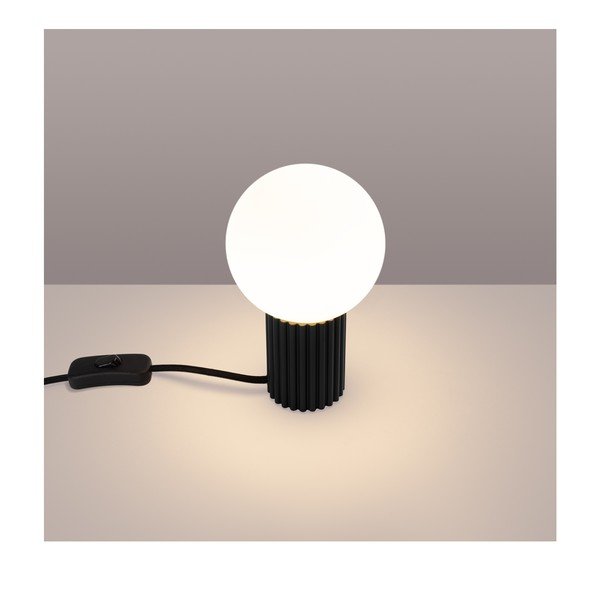 Čierna stolová lampa so skleneným tienidlom (výška  19 cm) Orbital – Sollux-image-1