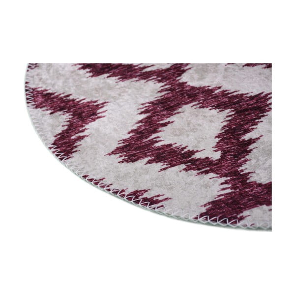 Vínovo-biely umývateľný okrúhly koberec ø 100 cm - Vitaus-image-2