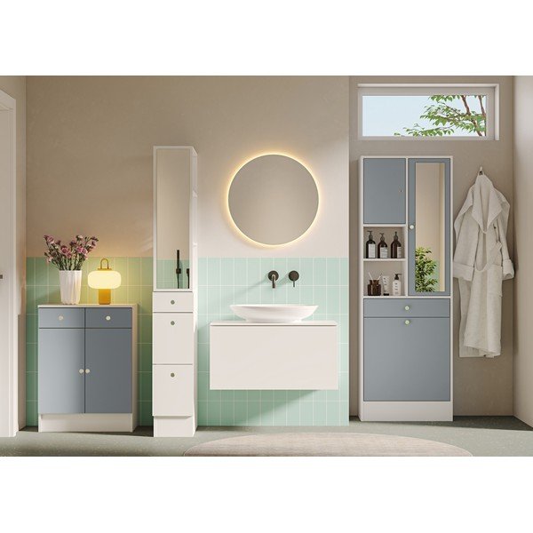 Sivo-biela kúpeľňová skrinka 63x181 cm Combi – TemaHome-image-1