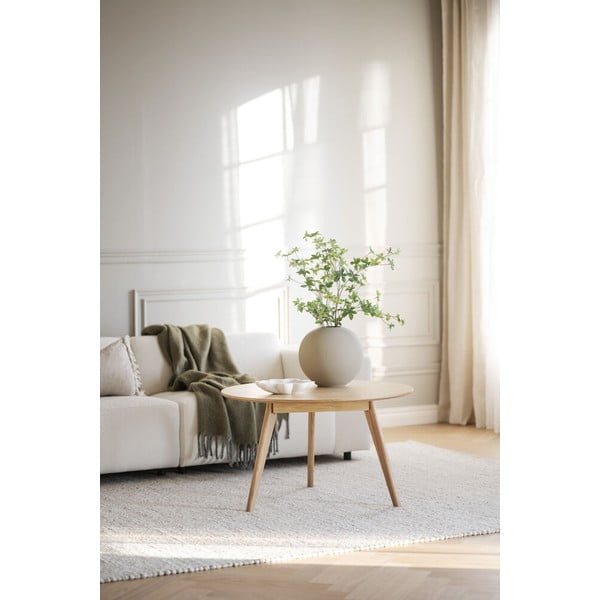 Okrúhly konferenčný stolík v dekore duba v prírodnej farbe 90x90 cm Yumi - Rowico-image-2