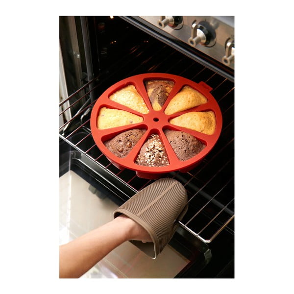 Červená silikónová deliaca forma na tortu Lékué, ⌀ 26,5 cm-image-4