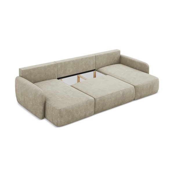 Béžová ženilková rozkladacia/s úložným priestorom rohová pohovka (do tvaru "U") Lilo – Makamii-image-3