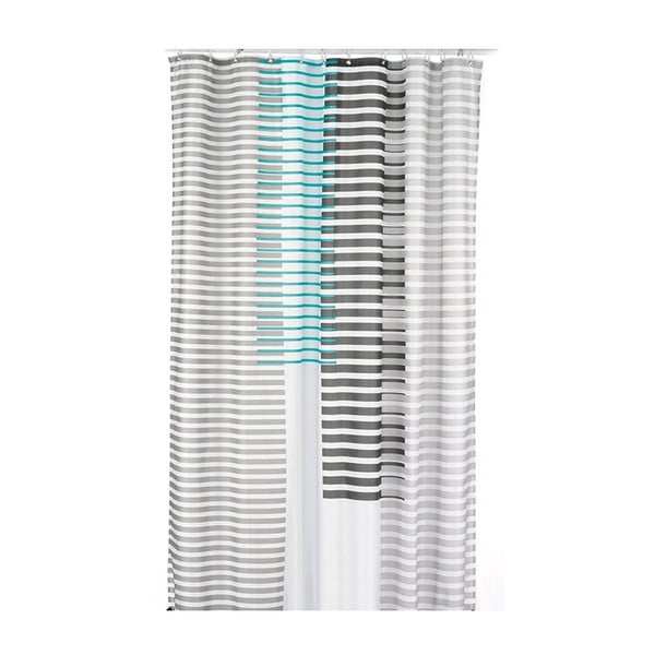 Sprchový záves Lamara, sivý/modrý, 180x200 cm