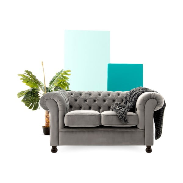 Sivá dvojmiestna pohovka Vivonita Chesterfield-image-3