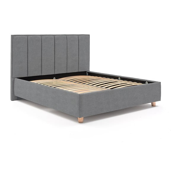 Modrosivá dvojlôžková posteľ s roštom a úložným priestorom PreSpánok Wega, 180 x 200 cm-image-2