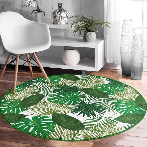 Zelený prateľný okrúhly koberec vhodný pre robotické vysávače ø 100 cm Comfort – Mila Home-image-3