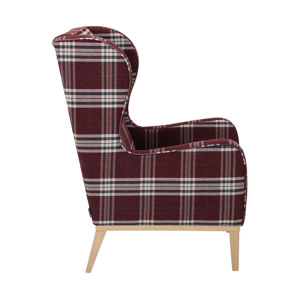Červené kárované kreslo ušiak Max Winzer Angelo-image-3