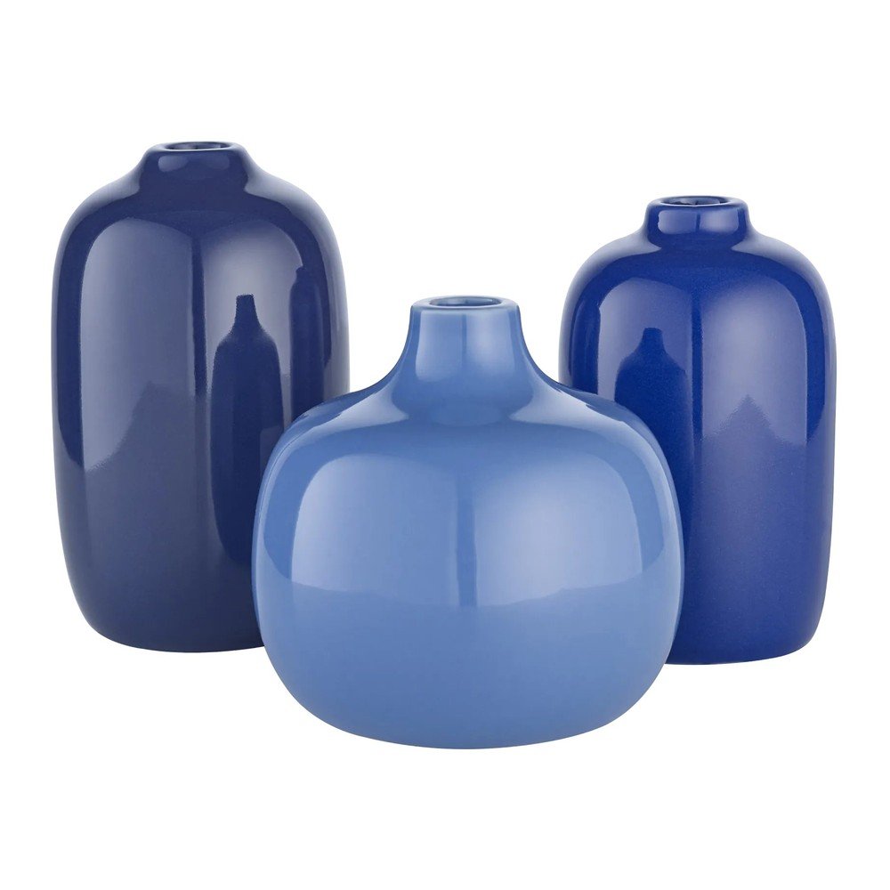 E-shop Modré keramické súprava váz 3 ks (výška 9 cm) Ceola – Blomus