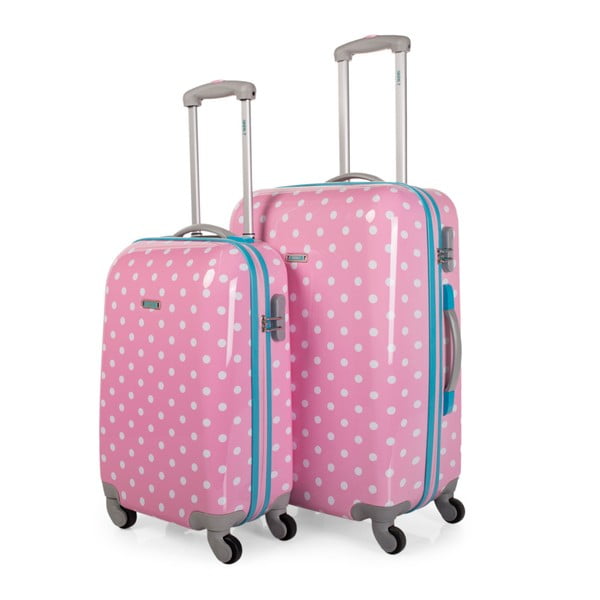 Sada 2 ružových cestovných kufrov na kolieskach Arsamar Lewis
