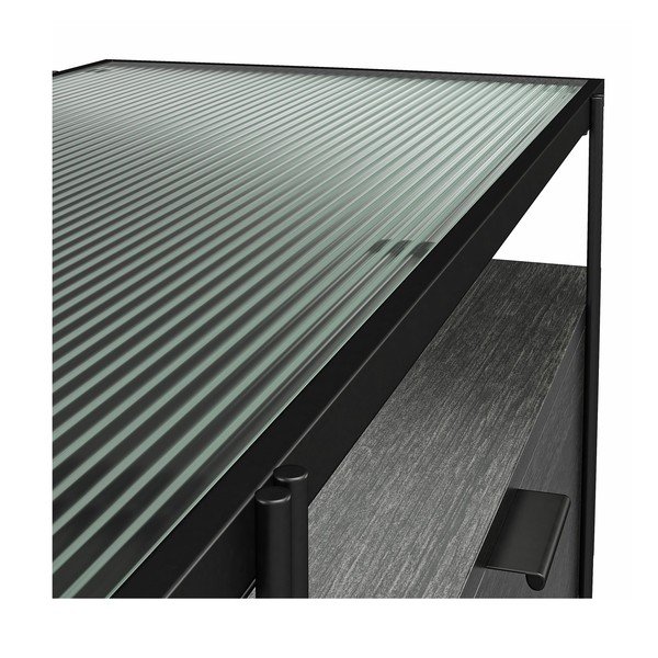 Čierny TV stolík v dekore duba 140x50 cm Wainwright - Queer Eye-image-1