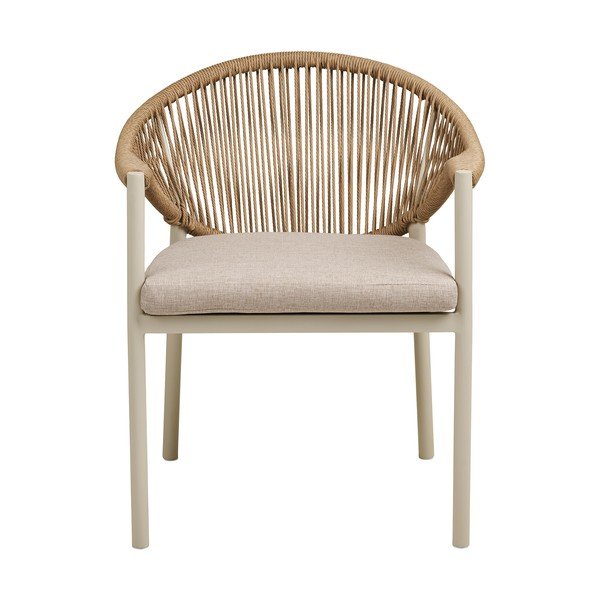 Béžová kovová/polstrovaná záhradná stolička Abela – House Nordic-image-2