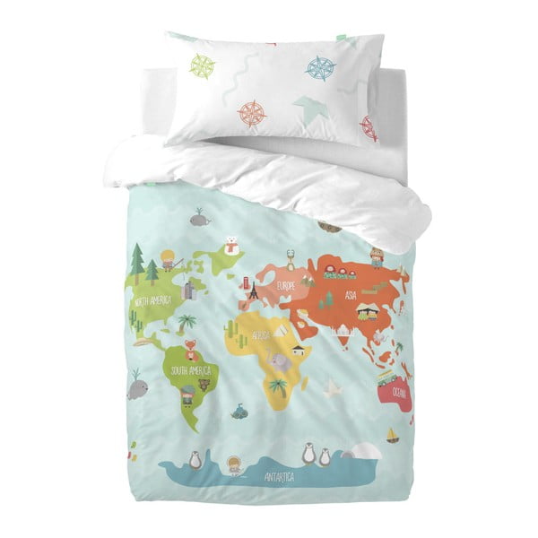 Detské obliečky z čistej bavlny Happynois World Map, 100 × 120 cm