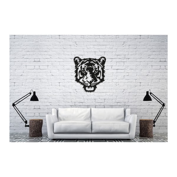 Čierna nástenná dekorácia Oyo Concept Tiger, 50 × 45 cm
