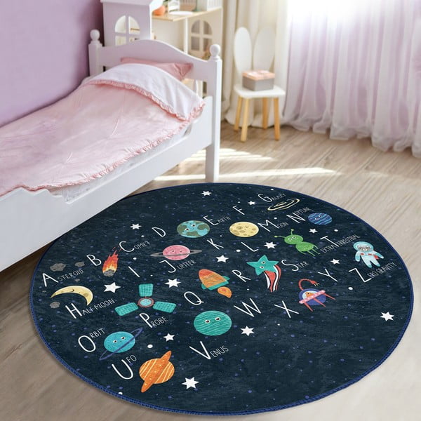 Tmavomodrý detský koberec ø 100 cm Comfort – Mila Home-image-4