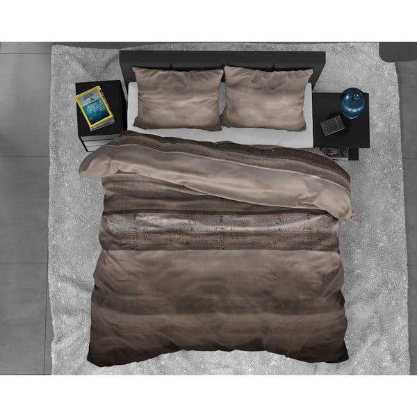 Hnedé flanelové obliečky na jednolôžko Sleeptime Marcus Taupe, 140 x 220 cm