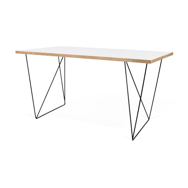 Biely pracovný stôl s čiernymi nohami TemaHome Flow, 140 x 75 cm-image-4