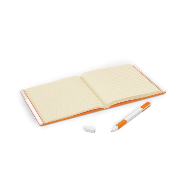 Oranžový štvorcový zápisník s gélovým perom LEGO®, 15,9 x 15,9 cm-image-1