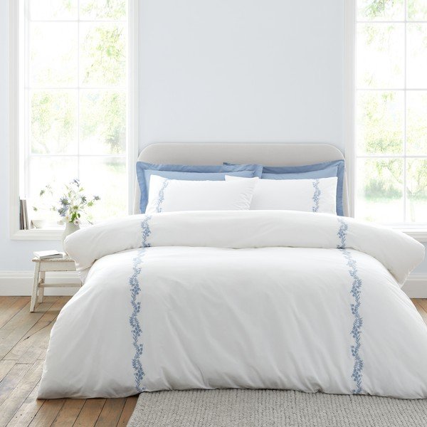 Biele obliečky na jednolôžko z bavlneného perkálu 135x200 cm Camille Embroidered Floral – Bianca-image-2