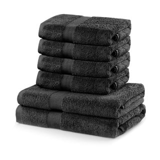 Set 2 bavlnených tmavosivých osušiek a 4 uterákov DecoKing Marina