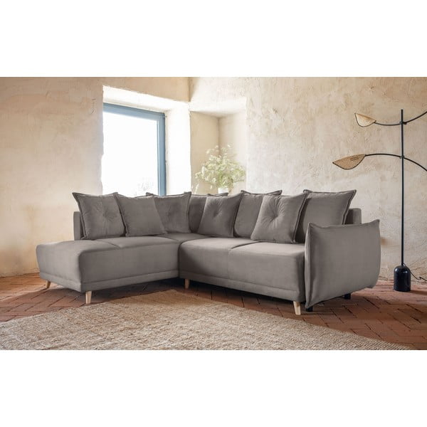 Svetlohnedá menčestrová rozkladacia rohová pohovka (ľavý roh) Lazy Lukka – Miuform-image-3