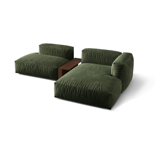 Zelená zamatová modulárna rohová pohovka (pravý roh/s leňoškou) Martina – Micadoni -image-2