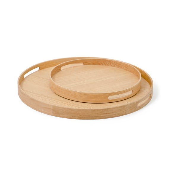Kruhový drevený podnos Wireworks Busboy Oak, ø 30,8 cm-image-2