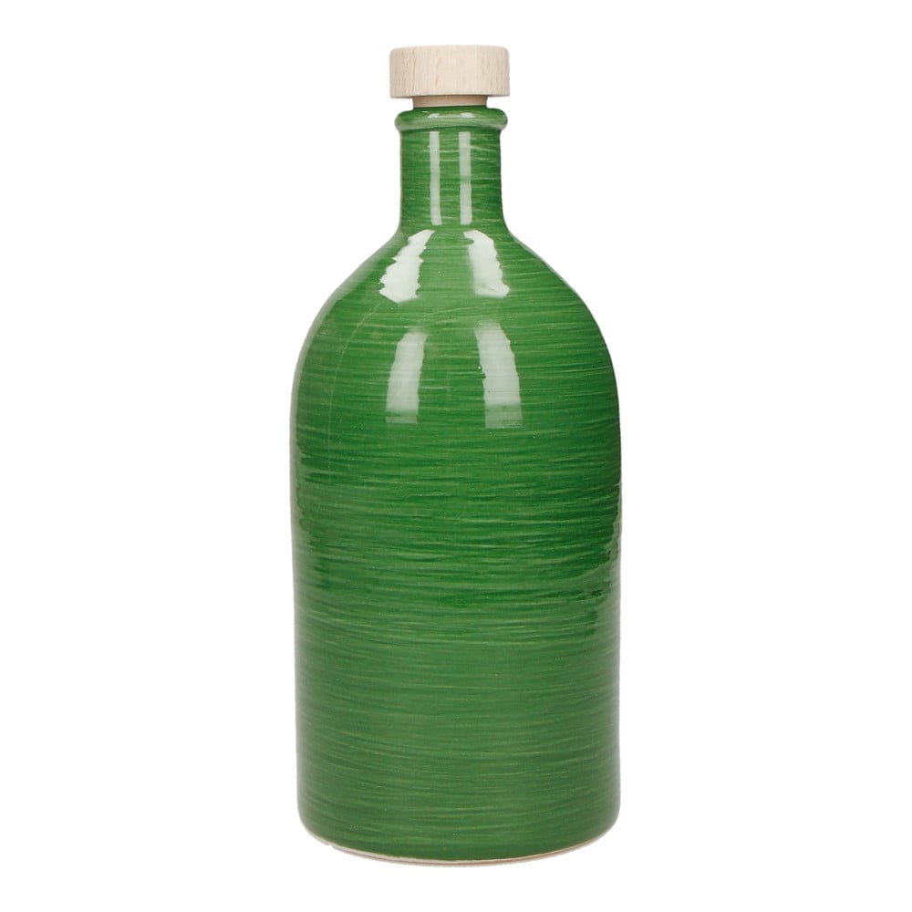 Zelená keramická fľaša na olej Brandani Maiolica, 500 ml