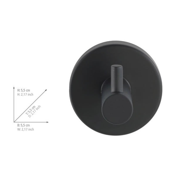 Matne čierny samodržiaci háčik z nehrdzavejúcej ocele Bosio – Wenko-image-1