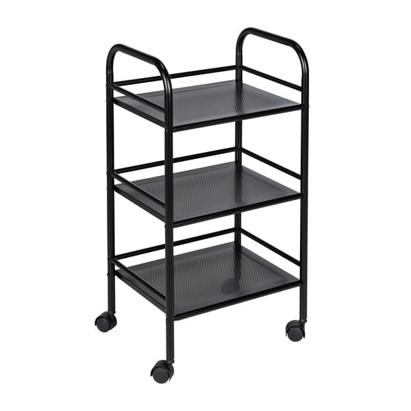Čierny kovový pojazdný regál 41x75 cm – Wenko-image-2
